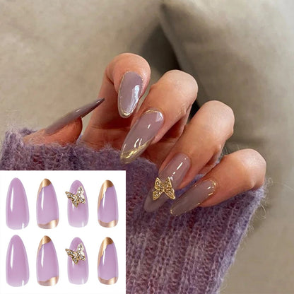 gifts for women hot sale new 24PCS Fake Nails With Glue Rhinestones Long Coffin Flame Press on Nails Detachable French Stick on Nails Art DIY faux ongles