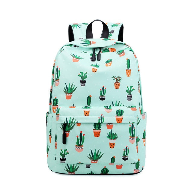 eybag Waterproof Nylon Casual Cactus Printing Women School Backpack For Student Girls Laptop Bag Bookbag Travel Bagpack Mochila