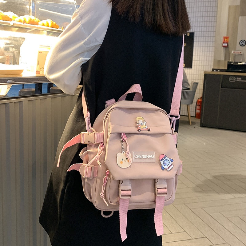 eybag Small Women's Backpack Girls School Bag Waterproof Nylon Fashion Japanese Casual Young Girl's Bag Female Mini