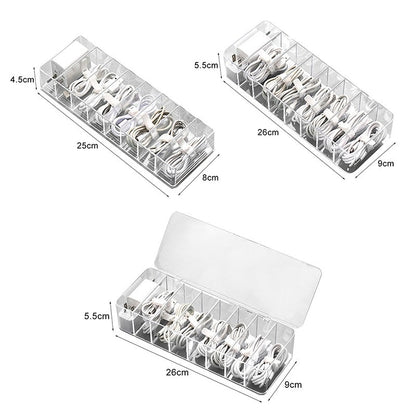 eybag Cable Storage Box Transparent Plastic Data Line Storage Container Desk Stationery Makeup Organizer Key Jewelry Box Office Holder