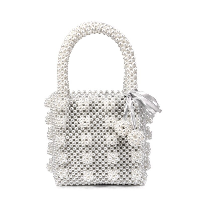 eybag  Beaded Wedding Bridal Evening Bags Hollow Fashion Women Clutch Pearl Diamonds Handbags Shell Design for Party Diner Purse