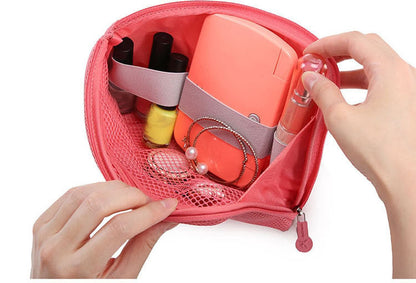 Lkblock Fashion Travel Zipper Cosmetic Bag Women Casual USB Data Cable Headset Earphone Solid Color Large Capacity Organizer Makeup Bags