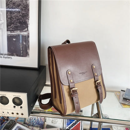 eybag Retro Fashion Woman Backpack Pu Leather Big School Backpack Bags for Teenagers Girls Simple New Designer Hand Shoulder Bags