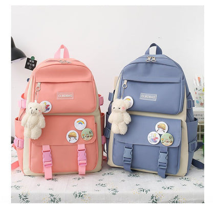 eybag Women Laptop Backpack 4 Pcs Set Harajuku Canvas School Bags For Teenage Girls Kawaii College Student Kids Book Bag Rucksack