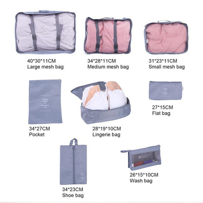 eybag 8/6/1 pieces Set Travel Organizer Storage Bags Suitcase Packing Set Storage Cases Portable Luggage Organizer Clothe Shoe Pouch