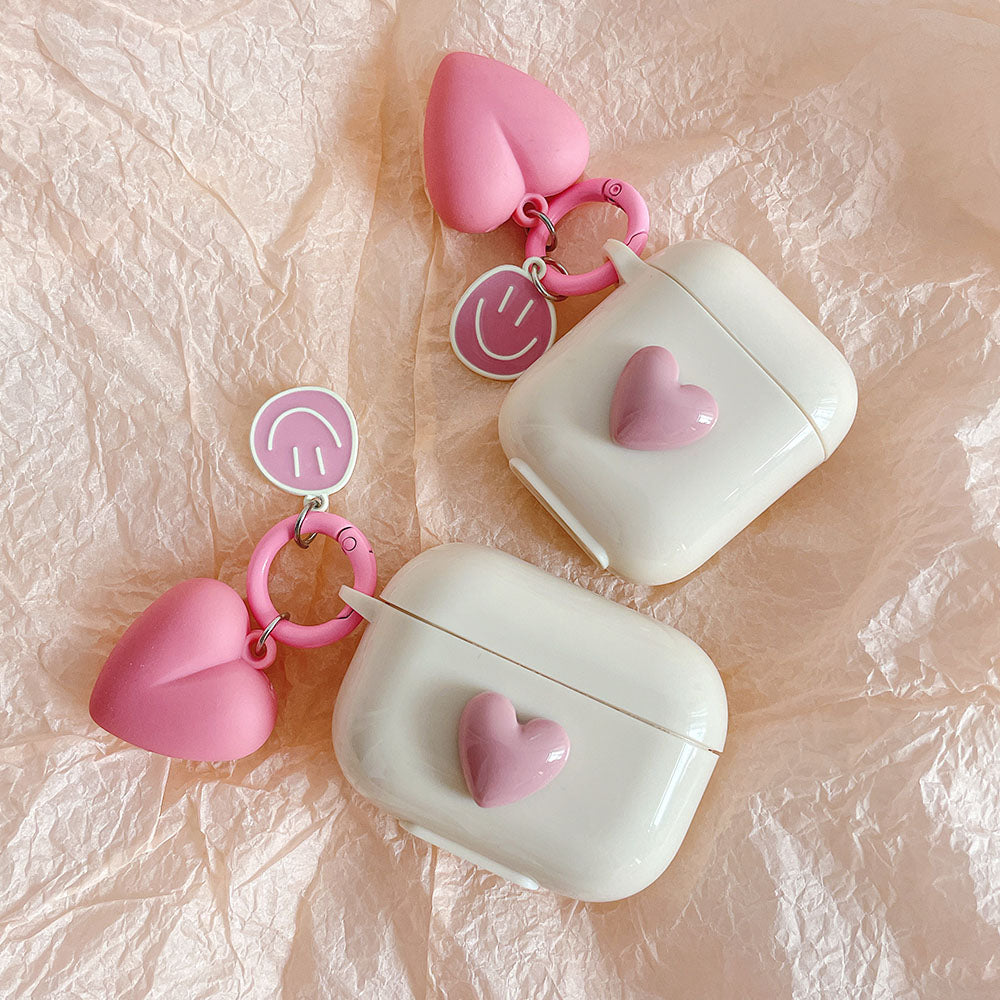 eybag 3D Heart Love Cute Silicone Earphone Accessories Case for AirPods Pro 2 3 Air Pods Cover Case Creative Smile Ornament Keyring