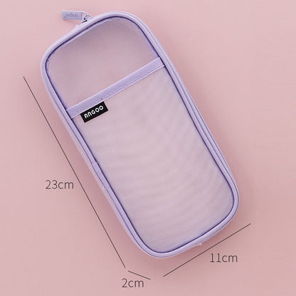 eybag 1pcs Angoo Transparent Mesh Pencil Case Pen Bag High Quality Ice Cream Color Storage Pouch Organizer for Stationery School A6452