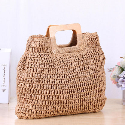 eybag Handbag Vintage Bohemian Straw Bag for Women Summer Large Capacity Storage Beach Handbag Rattan Handmade Kintted