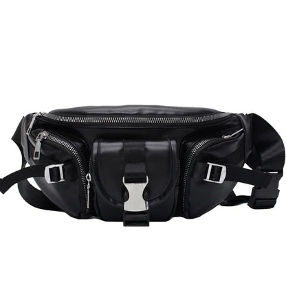 eybag Solid Pu Leather Handbag Women Chest Pack Punk Bag Women's Belt Waist Bag Women Waist Pack Cell Phone Mini Chest Bag