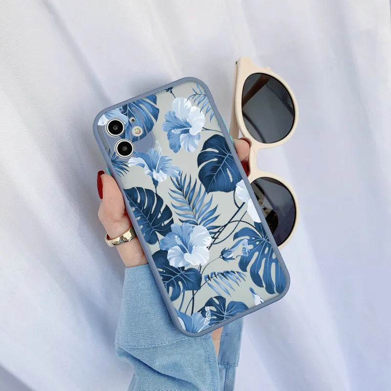 eybag Palm tree Leaves Plant Flower Phone Case for iphone 11 12 13 14 15 Pro Max 7 8 Plus X XR XS MAX Back Shockproof Cover Fundas