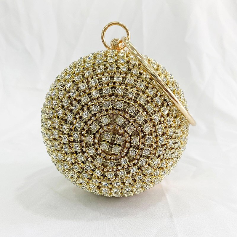 eybag Shiny Diamonds Beaded Metal Round ball Evening Bags Women's  Luxury Chain Shoulder bag Bling mini Clutches Party Purse B409