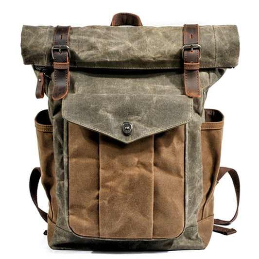 eybag Luxury Vintage Canvas Backpacks for Men Oil Wax Canvas Leather Travel Backpack Large Waterproof Daypacks Retro Bagpack