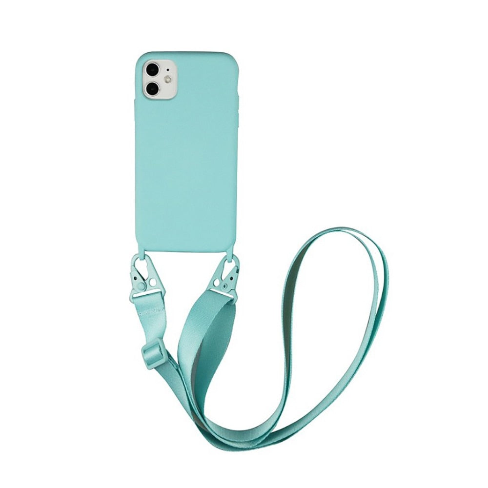 eybag Silicone Lanyard Phone Case For iPhone 12 13 11 Pro Max 7 8 Plus X XR XS Max Ultra Cover With Neck Strap Crossbody Necklace Cord