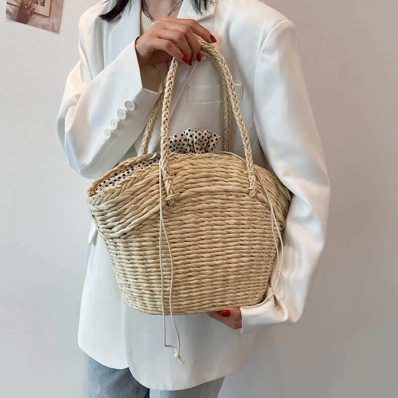 eybag Summer Straw Beach Bag Handmade Woven Women Shoulder Bags Rattan Bags Bohemian Casual Woven Shoulder Totes Handbag Big Capacity