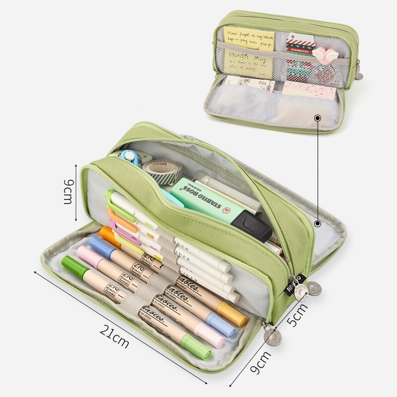 eybag Angoo Double Sided Pen Bag Pencil Case Special Macaron Color Dual Canvas Pocket Storage Bag Pouch Stationery School Travel A6899