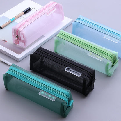 eybag Transparent Stationery Pencil Bag Student Examination Dedicated Nylon Mesh Pen Case Unisex Large Capacity Pouch School Supplies