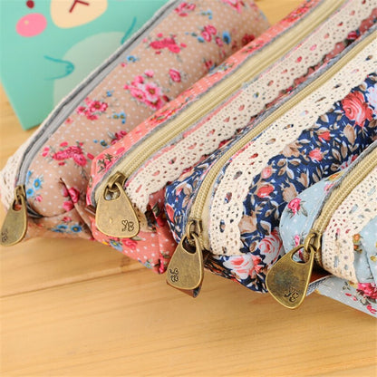 eybag Mini Retro Flower Floral Lace Pencil Case, Pencil Bag School Supplies Cosmetic Makeup Bag Zipper Pouch Purse, Estojo Escolar