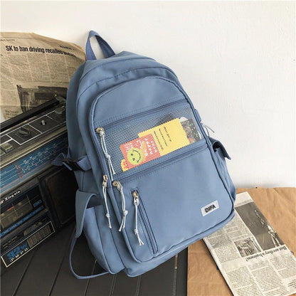 eybag Unisex Large Capacity Students Backpack Korean Pure Color Boys Girls Campus Style Schoolbag Nylon Waterproof Travel Bag Fashion