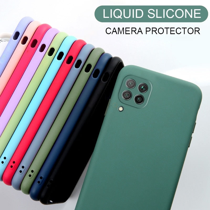 eybag New Camera Protector Liquid Silicone Phone Case For Samsung Galaxy A12 A42 A22 4G 5G Original Soft Back Cover A 12 42 2021 2020