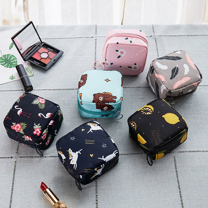 Lkblock Mini Waterproof Women's Cosmetic Bag  Girls Flamingo Lipstick Make Up Bags Female Small Travel Makeup Pouch  Organizer Case kit