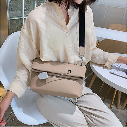 eybag PU Leather Crossbody Bags for Women Fashion Flap Handbag Simple Wide Strap Shoulder Bag Luxury Female Party Clutch Bag Purse New