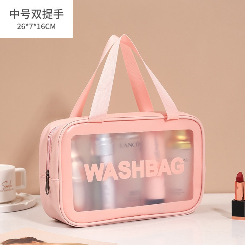 eybag Transparent PVC Women Cosmetic Bag Waterproof Travel Toiletries Storage Organize PU Make Up Bag Female Wash Bag Handbag