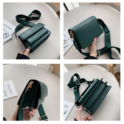 eybag Vintage Alligator lady Sling bag PU Leather Crossbody Bag For Women 2022 new Wide strap Shoulder Messenger Bag Ladies handbag