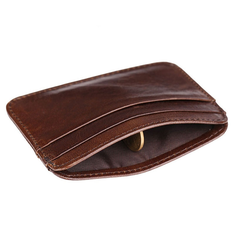 eybag New Arrival Thin Vintage Men's Genuine Leather Small Wallet Slim Credit Card Holder Money Bag ID Card Case Mini Purse For Male