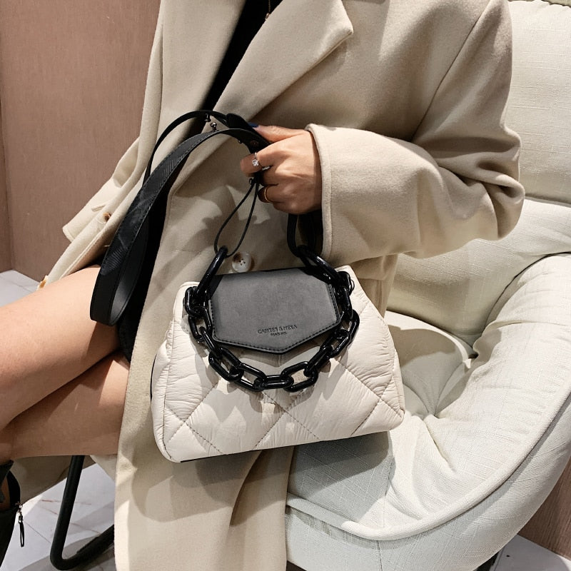 eybag Tote Bag Hit Winter PU Leather Padded Quilted  Women's Designer Handbag Luxury Brand Chain Shoulder Crossbody Bags