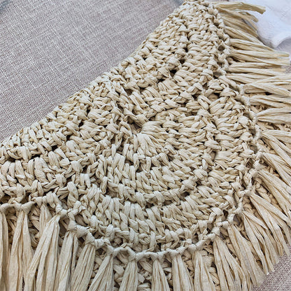 eybag Bohemian Hollow Tassel Rattan Women Shoulder Bags Wicker Woven Crossbody Bags Summer Beach Straw Bag Lady Clutches Female Purses