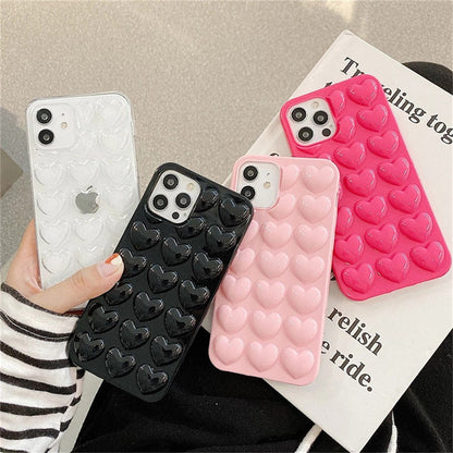 eybag 3D Love Heart Couples Phone Case For iPhone 11 Pro 12 Pro Max Mini XS Max XR X 7 8 Plus SE Candy Color Soft TPU Back Cover