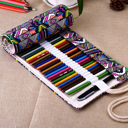 eybag 12/24/36/48 Holes Roll Colored Pencil Case Kawaii School Office Supplies Pen Bag For Kids Cute Large Pencil Cases Box Stationery