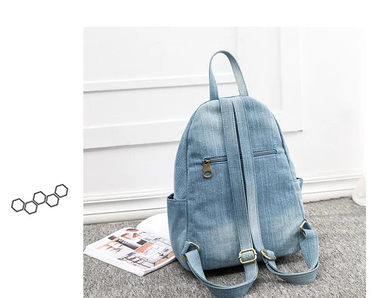 eybag Blue Denim Canvas Women Backpack Big Capacity High Quality female School Bag Casual Jeans Travel shoulder Bag Rucksack Mochila