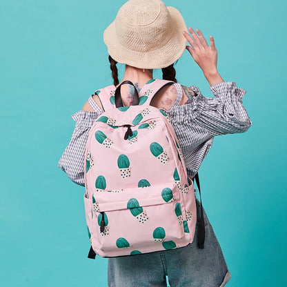 eybag Waterproof Nylon Casual Cactus Printing Women School Backpack For Student Girls Laptop Bag Bookbag Travel Bagpack Mochila