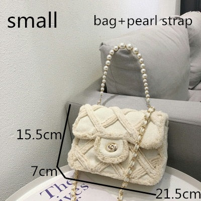 eybag Women Canvas Shoulder Messenger Crossbody Bag Ladies Vintage Handbag Totes Female Cotton Wool Cloth Shopping Bags pearl