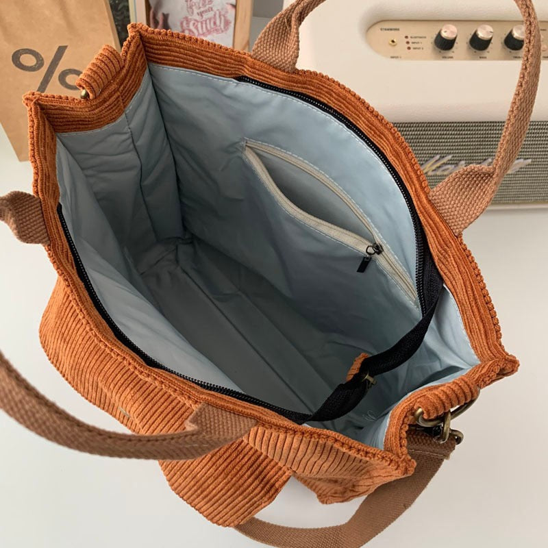 eybag Corduroy Bag for Women Shoulder Bags Shopper Designer Handbags Spring Summer High Quality Student Bookbag Female Canvas Tote Bag