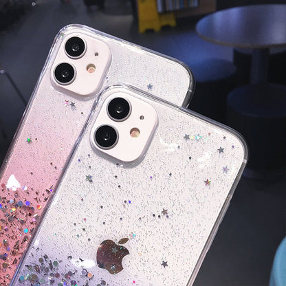 eybag Clear Glitter Phone Case For iPhone 13 12 Pro 11 Pro Max XS Max XR X 7 8 Plus 12Mini SE 2020 Cute Gradient Rainbow Sequins Coque