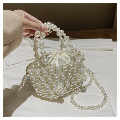 eybag Luxury Pearl Woven Handbag Chain Shoulder Bags for Women 2021 Summer Travel Hollow Brand Designer Female Crossbody Bag