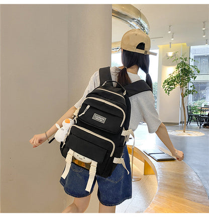 eybag New Multi-pocket Waterproof Nylon Women Backpack Female Cute Book Bag College Teenage Girls Buckle Schoolbag Kawaii Backpacks