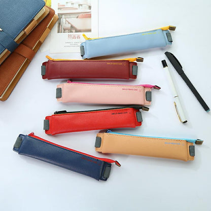 eybag Luxury Pu Leather Elastic Buckle Pencil Case for Book Notebook Fashion Pen Bag School Pen Case for Office Meeting Easy Carry