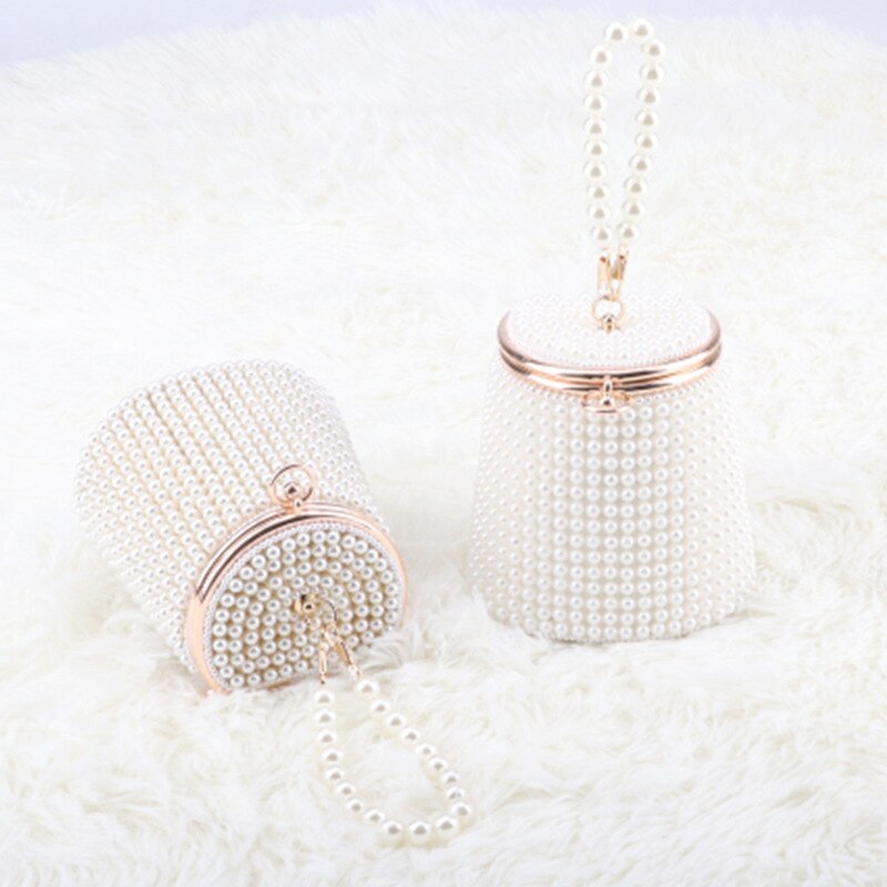 eybag  Beaded Wedding Bridal Evening Bags Hollow Fashion Women Clutch Pearl Diamonds Handbags Shell Design for Party Diner Purse