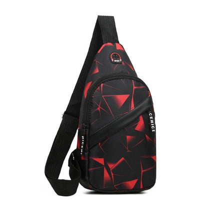 eybag Geometric Print Oxford Cloth Casual Crossbody Bags Husband Backpack Sports Travel Outdoor Light Lovers Chest Bags Shoulder Bags