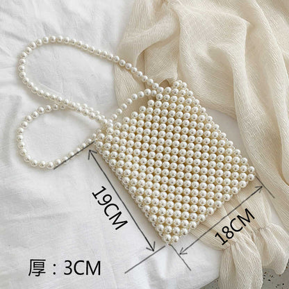 Lkblock Mini Pearl Bag Handmade Vintage EVA Beaded Fashion Banquet Party Shoulder Bag Female 2019 Wedding Bags Luxury Women's Coin Purse