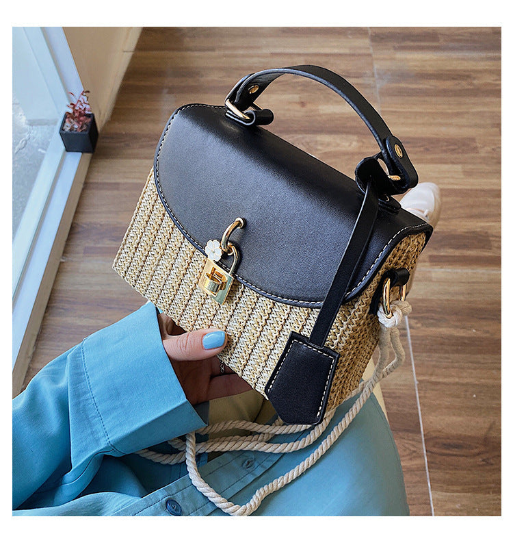 Lkblock fashion rattan women shoulder bags designer handbags luxury wicker woven crossbody bag summer beach straw bag lady small purses