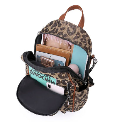 eybag  Women Backpack Vintage Leopard Bagpack Schoolbag for Teenagers Girls Multifunctional Backpack Female Shoulder Bag