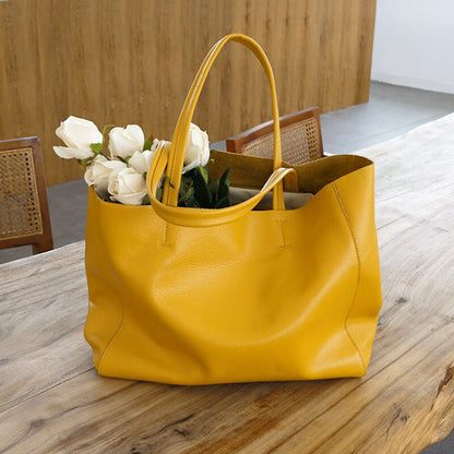 eybag Women Luxury Bag Casual Tote Female Fashion Summer Beach Handbag Lady Popular Soft Cowhide Genuine Leather Shoulder Shopping Bag