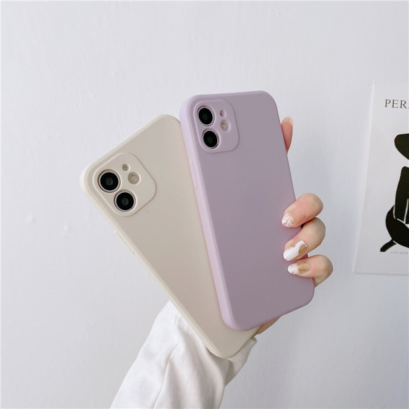 eybag Soft Silicone Candy Colour Phone Case For iPhone 11 12 Pro Max 13Mini Camera Protection XS X XR 7 8 Plus SE2020 Matte Shockproof