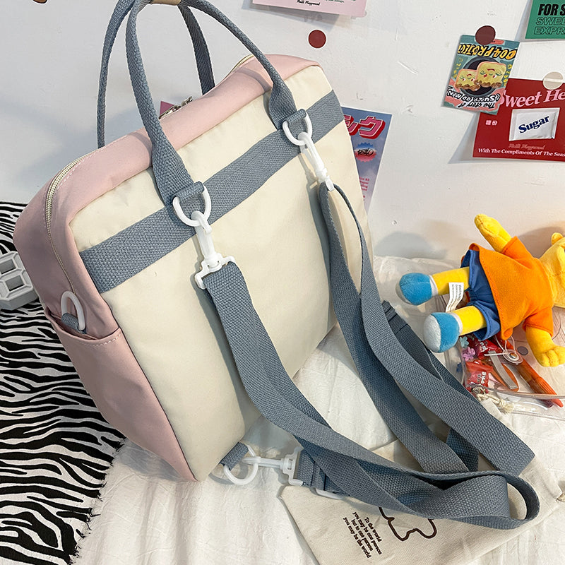 eybag Women Cute Cow Backpack Female Student College Schoolbag Girl Badge Multifunctional Backpacks Kawaii Ladies Waterproof Nylon Bag