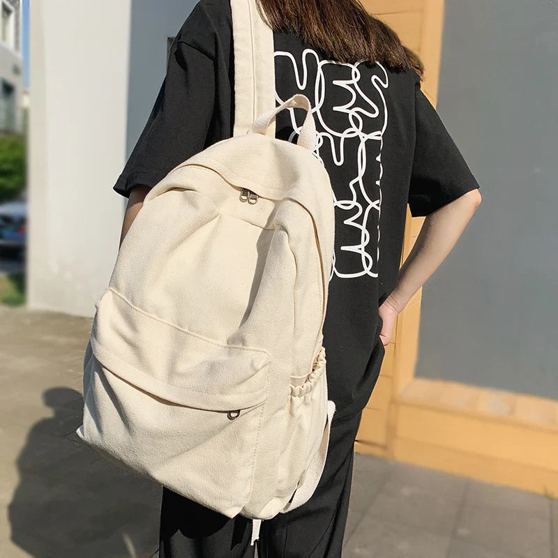 eybag Canvas Casual Women's Backpack NEW Women Travel Fashion High Capacity Men Rucksack Solid Color Backpack Boy Student SchoolBag