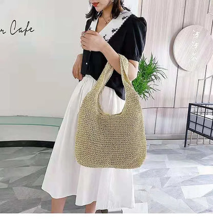 eybag Summer Straw Bag For Women Woven Handmade Handbag Large Capacity Lady Tote Vacation Beach Bag Rattan Shoulder Bag